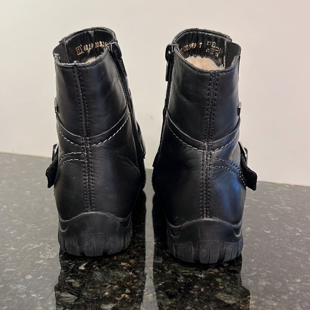 Rieker Women’s Black Leather Ankle boots, size 37 Leather. Faux fur lining. - Picture 4 of 11